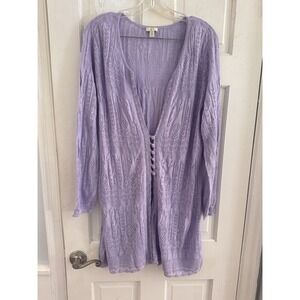 J. Jill Sz L Petite 100% Silk Sweater Cardigan Lavendar Cottage‎ Country Fairy
